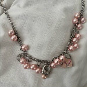 Pink Pearl Charm Necklace vintage y2k cute
